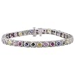 14K White Gold Multi-Color Sapphire and Diamond Bracelet