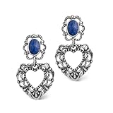 Silver Heart and Lapis Post Earrings