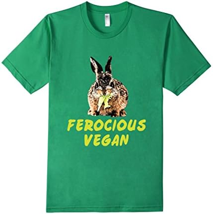Men's Ferocious Vegan Vegetation Plant Based Diet Rabbit T-Shirt   Medium Kelly Green