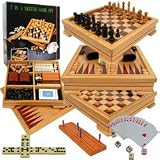 Deluxe 7-in-1 Game Set - Chess - Backgammon etc Brown