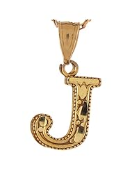 14k Real Yellow Gold 1.92cm Diamond Cut Letter J Cute Charm Pendant