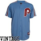 MLB Majestic Philadelphia Phillies Cooperstown Collection Throwback Jersey - Light Blue (Large)