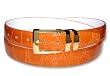 CROC TANGERINE ORANGE Bonded Leather Belt Gold-Tone Buckle Regular