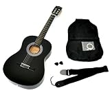 Kindergitarre Akustik Gitarre in der 3/4 Größe in Schwarz für ca. 8 -12 Jahre mit Zubehörset
