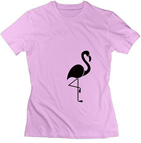 Flamingo Silhouette Women's Neck Color-wise Short Tee Shirt