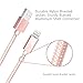 Lightning USB Cable 3ft 1.2m Extra Long Cord Charging for Iphone 6s 6s+ 6plus 6, 5s 5c 5,ipad Air Mini Min2, Ipad 4,ipod 5,ipod 7, Ios9. With Aluminum Connector, Braided Cable Rose Gold