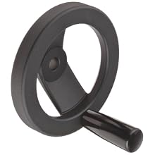 2 Spoked Black Powder Coated Aluminum Dished Hand Wheel with Revolving Handle, 5" Diameter, 1/2" Hole Diameter (Pack of 1)
