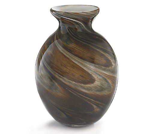 6"H Hand blown Chocolate Swirl Bulb Shape Flower Vase