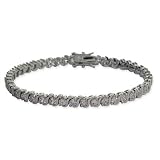 Sterling Silver Cubic Zirconia Single Wave Tennis Bracelet