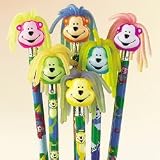 12 Plastic Neon Monkey Pencil Toppers