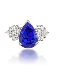 7.28 CT Pear Shape Tanzanite Solid 14K White Gold Ring