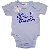 Dirty Fingers  I'm the Baby Brother.  Baby & Toddler Short Sleeve Bodysuit / BabyGrow, 3-6 months, Blue