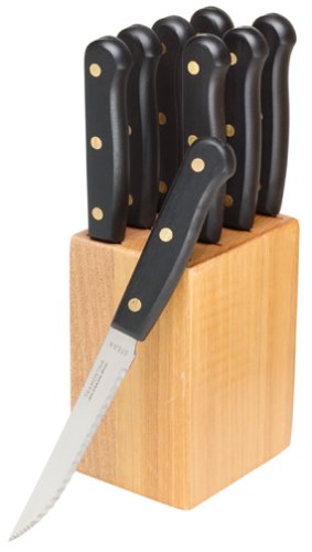 Tramontina SaberTek Steak Knives, Set of 8, with Wooden Block