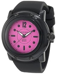 Glam Rock Womens GR25044 Miami Beach Bright Fuschia Dial Black Silicone Watch