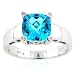 14-Karat White Gold Bar Cut Blue Topaz and Diamond Ring
