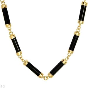 Necklace With Genuine Onyxes Well Made in 14K/925 Gold plated Silver. Total item weight 14.5g Length 18in