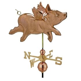 Good Directions 9612P Full Size Flying Pig Weathervane, Polished by Good Directions
