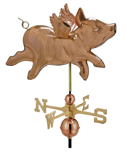 Good Directions 9612P Full Size Flying Pig Weathervane, Polished