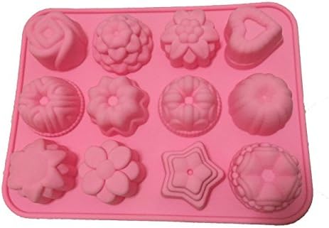 Schen 12 Cavity Flowers Silicone Non Stick Cake Bread Mold Chocolate Jelly Craft Candy Baking Mould