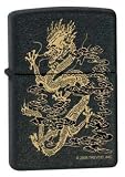 Zippo Lighter - Oriental Chinese Dragon Smoke Black Matte, 6250