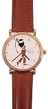 Men's Golf Watch Swinging Golfer (Gold/Brown Band)