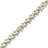 Gold over Silver Diamond Accent Star Bracelet