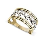 New Womens Exquisite 10 KT Two Tone Gold Band Dolphin 10K Ring