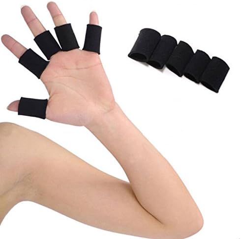 COOLOMG 10 PC Elastic Neoprene Finger Protector Sleeve Support Sports Brace Strap Wrap