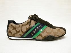 Coach Jayme 12CM Khaki Signature Navy/Green Patent Leather Sneaker Shoes A1565 KYG 7