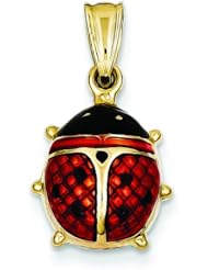 14K Yellow Gold Enameled Ladybug Charm Pendant Jewelry