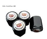 AGT Aluminum Black Valve Caps Tire Cap Stem for Cadillac Wheels (Pack of 4)