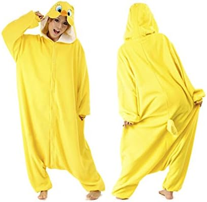 Mwfshop Unisex Adult Sleepsuit Cosplay Costume Plush Animal Onesie Pajamas Hoodie Tweety Bird L