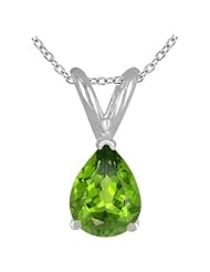 1.10Ct Pear Peridot Pendant in Sterling Silver Gold