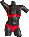 Edel Glanz Satin Hebe-BH & String feurig rot