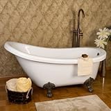 54" Victorian Acrylic Slipper Clawfoot Tub (Chrome Imperial Feet / With 7" Rim Holes)