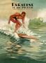 Hawaii Paradise of the Pacific Surfing, Art Poster