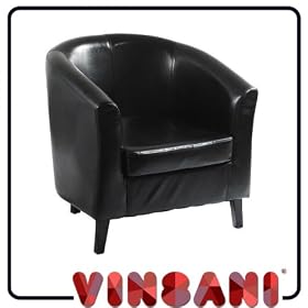 BLACK FAUX LEATHER TUB CHAIR