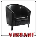 BLACK FAUX LEATHER TUB CHAIR