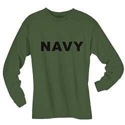 NAVY Long Sleeve T-Shirt - Military Style Physical Training T-Shirt in military green