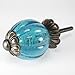 Ocean Blue Glass Cabinet Knobs, Kitchen Drawer Pulls & Handle Set/2pc ~ K214FF Vintage Style Pumpkin Shaped Glass Knobs with Antique Brass Florentine Hardware, for Dresser, Drawers, Cabinets & Vanity.