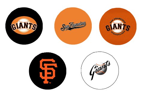Set of 5 San Francisco Giants Pins 1.25