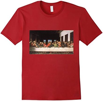 Men's The Last Supper Leonardo Da Vinci Painting T Shirt 3XL Cranberry