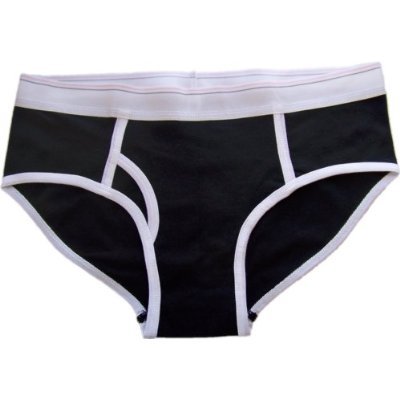 Bella Ladies Cotton/Spandex Logan Boy Brief Panties Underwear - Black/White