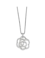 Sterling Silver 18in & CZ Rose Necklace. Metal Wt- 2g