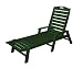 Polywood Outdoor Furniture Nautical Stackable Chaise Lounge with Arms, Green-Recycled Plastic Materials