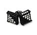 Mens Black Tone Clear/Black Cz Cube Iced Out Hip Hop Micro Pave Stud Earrings