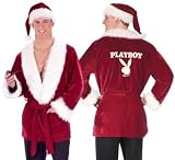 Mens XMAS Costume Hugh Hefner Holiday Smoking Jacket L Adult Large (Up to 44)