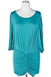Fashion Jewelry - WIDE SLEEVE AND SHIRRING DESIGN DRESS- By Fashion Destination | Free Shipping (Teal)