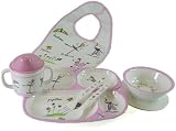 6 Piece Set Baby Cie Ballerine: Pink Ballerina Melamine Colorful Melamine Dinnerware with wording