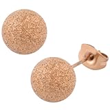 7mm - Inox 316L Stainless Steel Rose Gold Matte Ball Stud Earrings